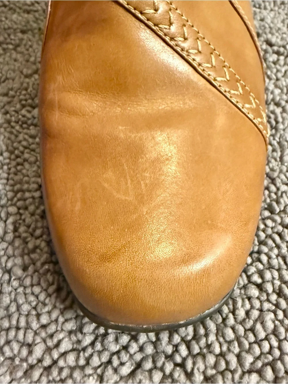Clarks Tan Leather Ankle Boots Women’s 9W Side Zip Classic Comfort Block Heel